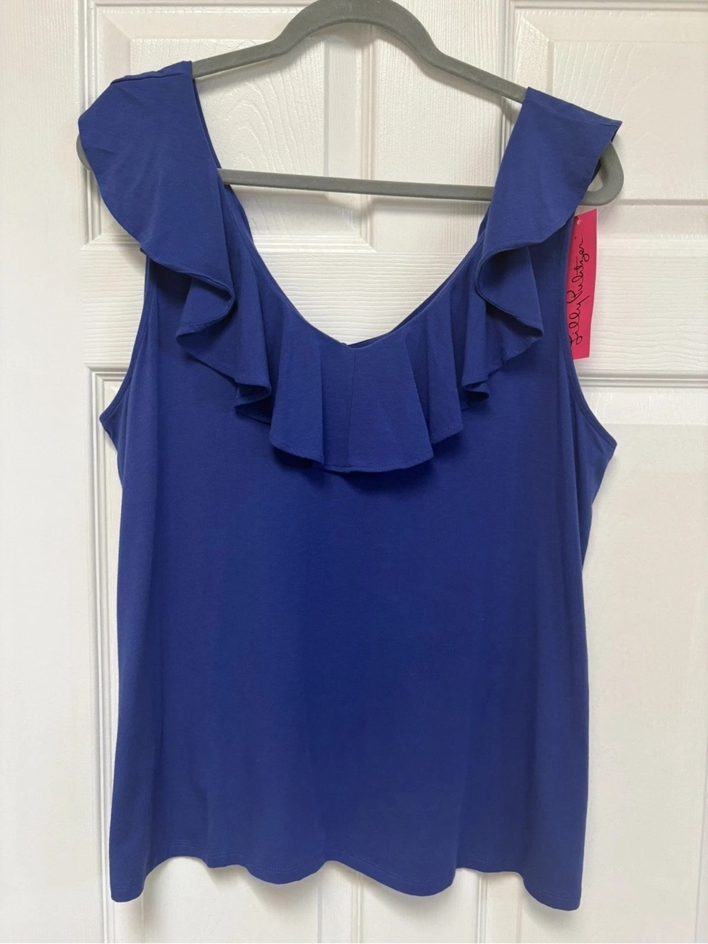 Lilly Pulitzer Royal Blue Ruffle V-Neck Tank